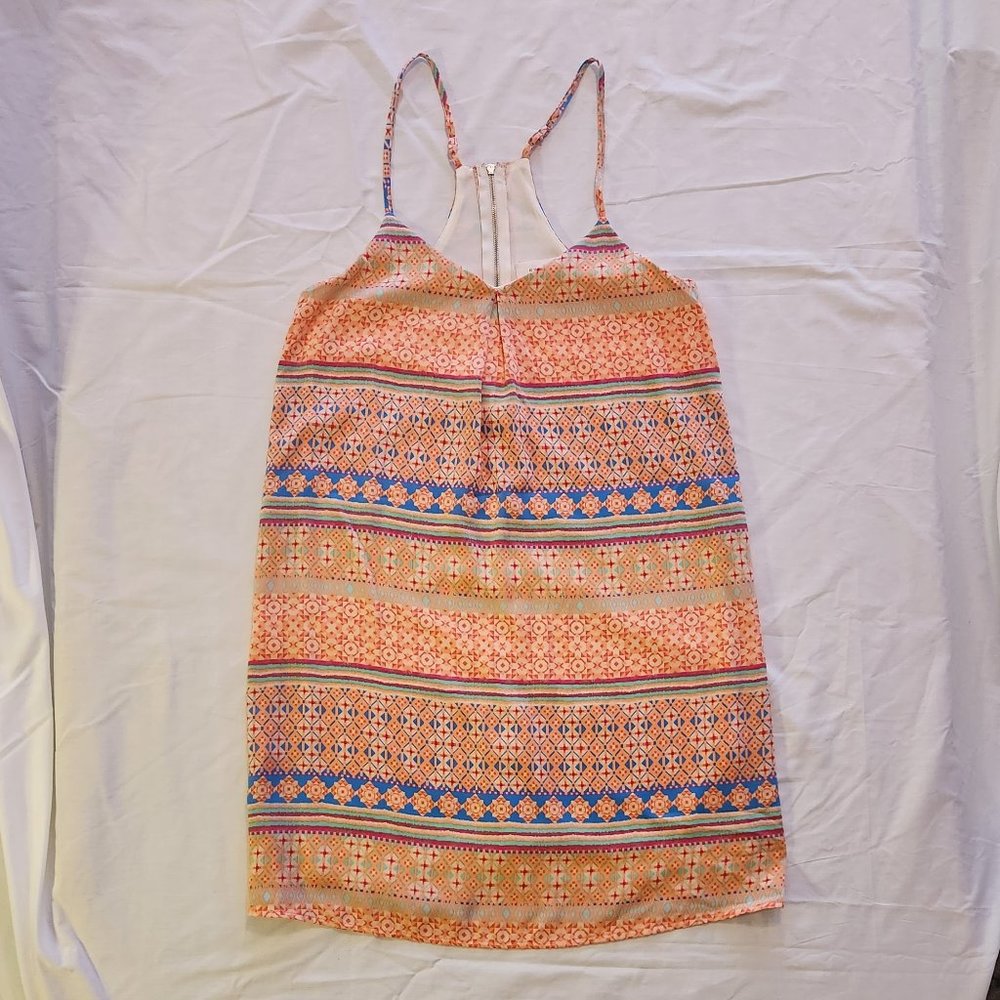 Everly Boho Striped Adjustable Spaghetti Strap Mini Dress Size Small